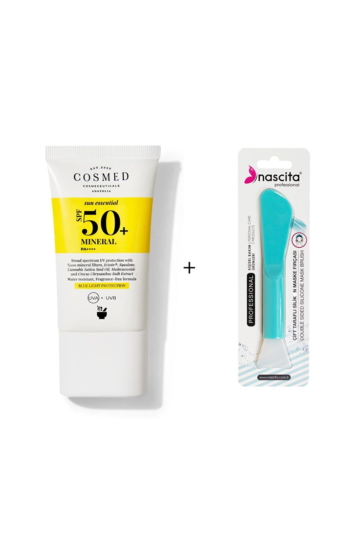 Cosmed Mineral 50 SPF 40 Ml Yüz Güneş Kremi + Nascita Yüz Fırçası - 48