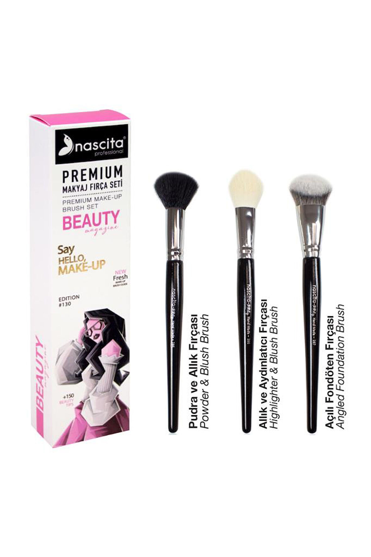 Nascita Premium En Sevilen Beauty Magazine 3'lü Yüz Makyaj Fırça Seti NASBRUSHSET154 Nas 284 - 286 - 287