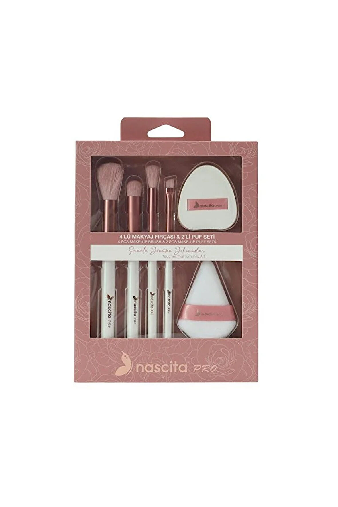 4'Lü Makyaj Fırçası & 2'Li Puf Seti - 161