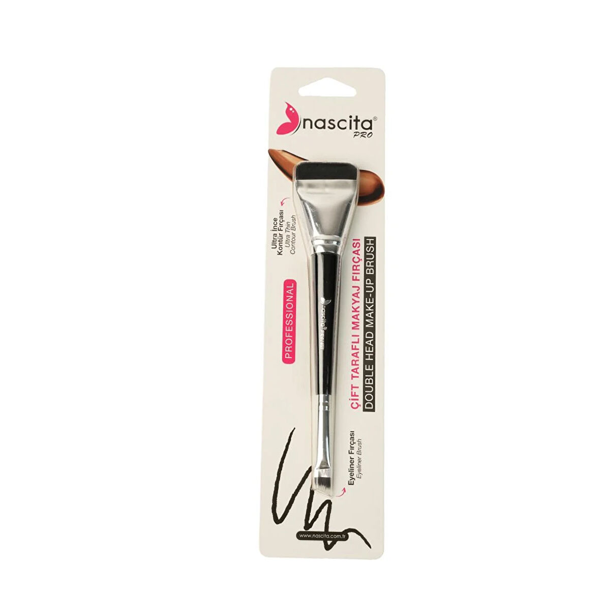 Nascita Çift Taraflı İnce Kontür ve Eyeliner Fırçası - 497