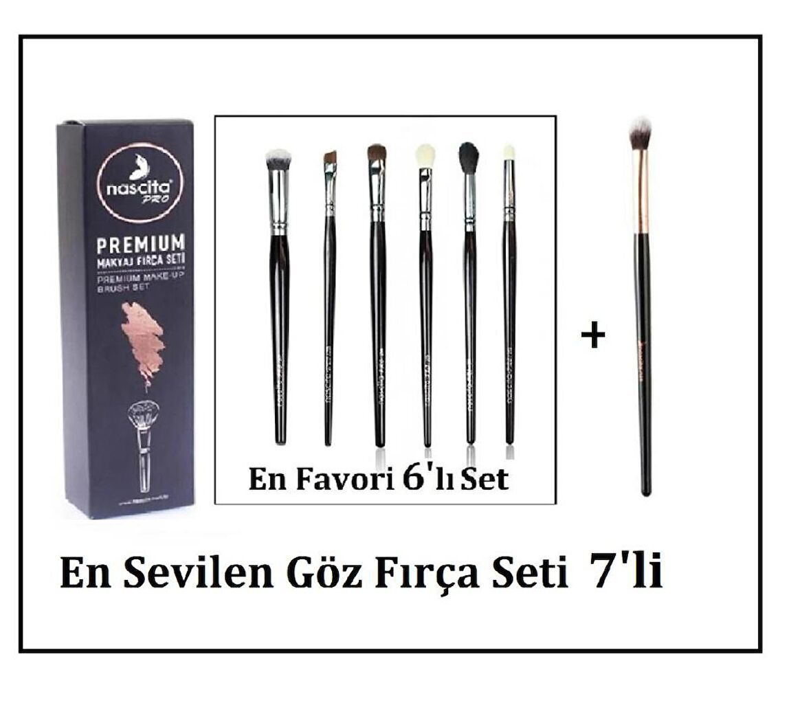 Nascita En sevilen Göz Fırça Seti 7'li Premıum Set 110 & Dar Yapılı Far Karıştırma Fırçası 0139 