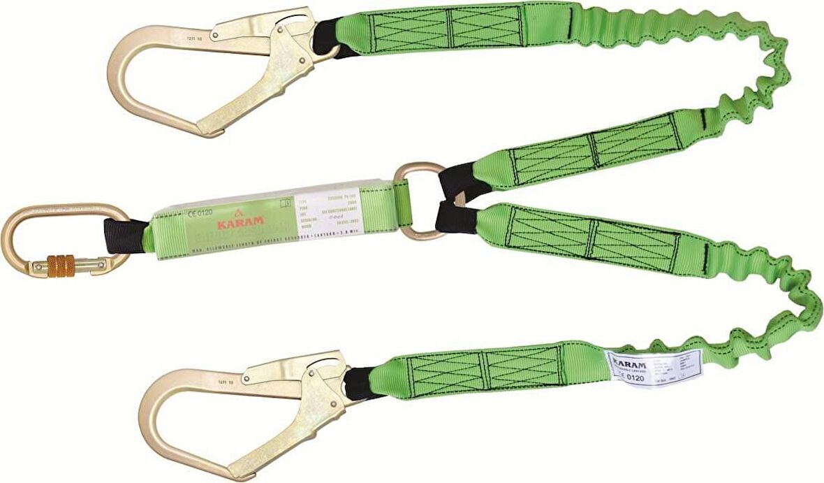 Karam KA371 Çift Kol Şok Emicili Lanyard Elastik Halatlı
