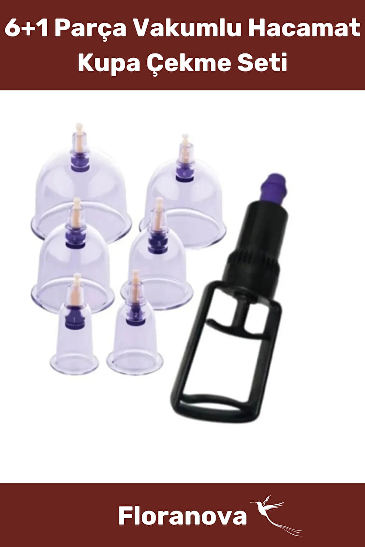 Özel Seri Üretim Selülit Çatlak Giderici Vakumlu Masaj Aleti Pompa Hediyeli 6'lı Kupa Hacamat Seti
