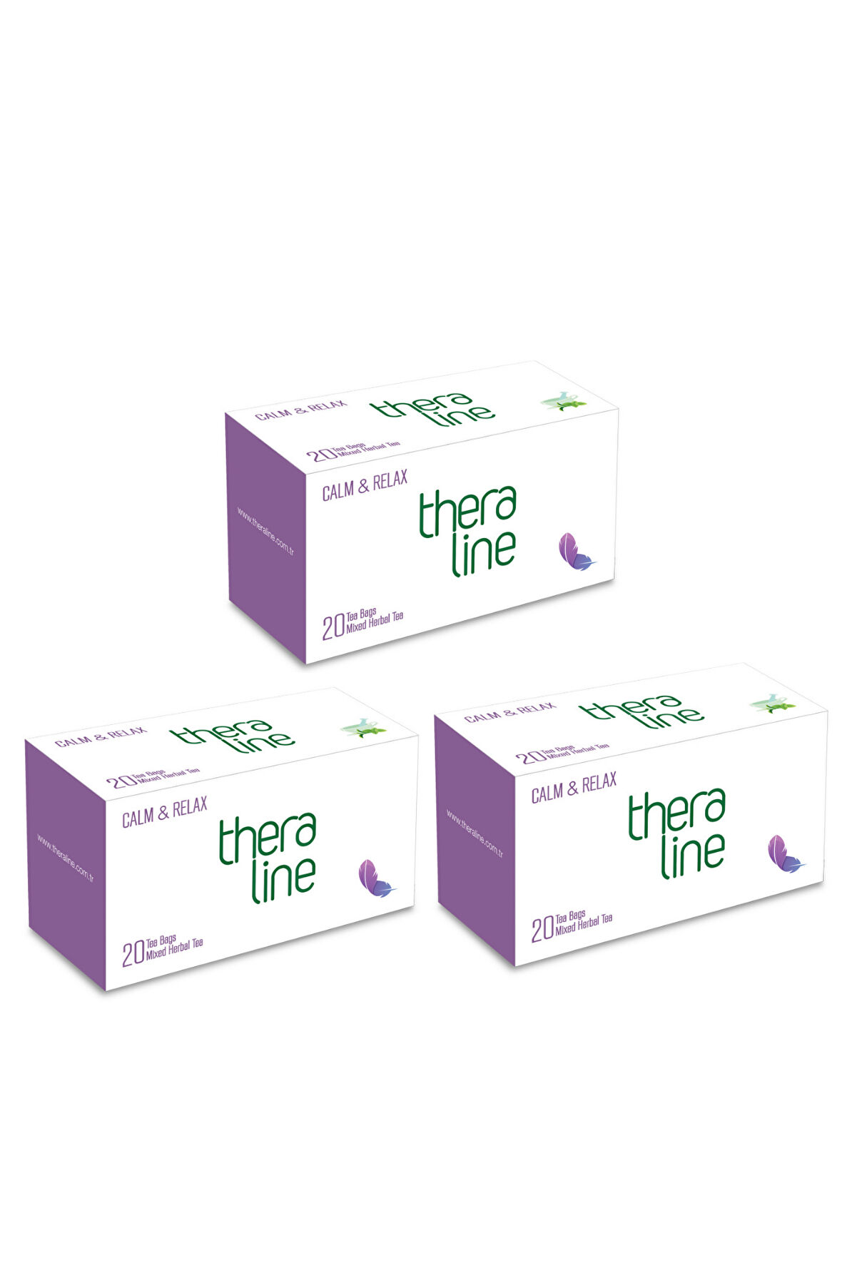 Theraline Calm & Relax (Sakin Ol Mutlu Kal) Bitki Çayı Süzen Poşet (3 Kutu) 60 Adet