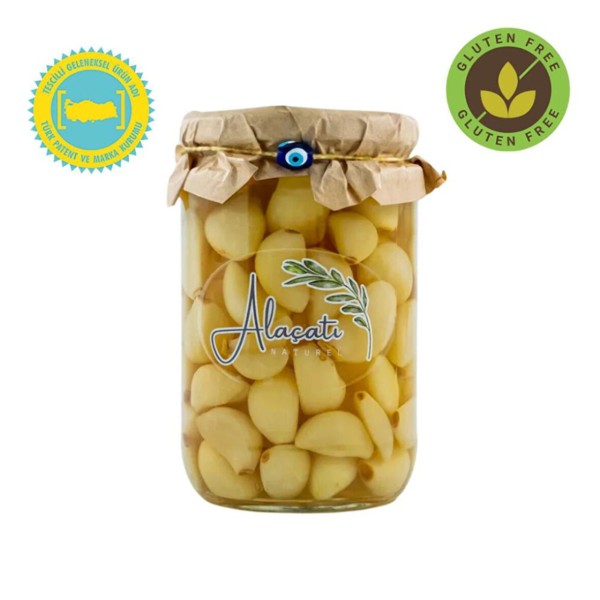 Alaçatı Naturel Doğal Sarımsak Turşusu 660cc Süzme 300 g e