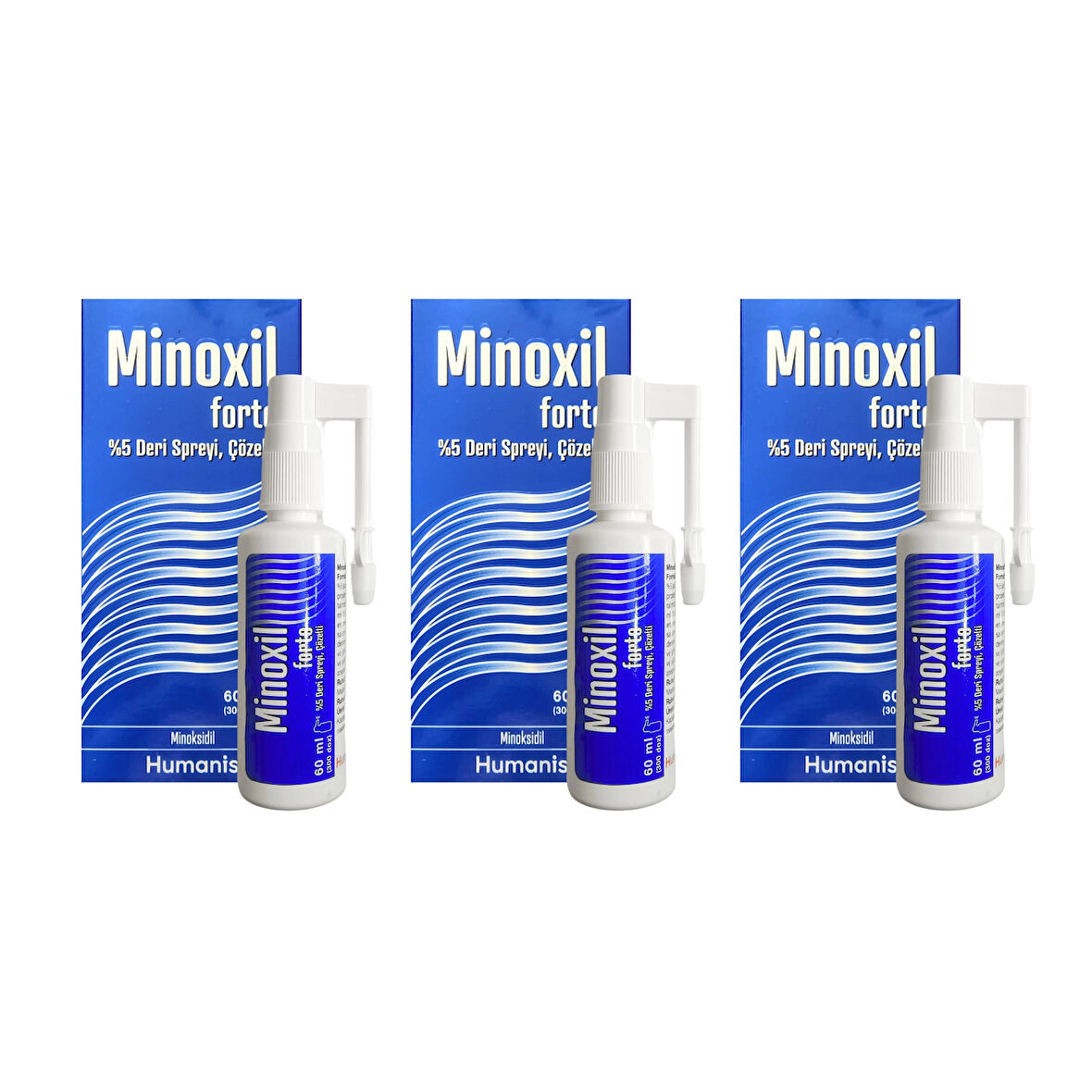 Minoxil Forte %5 Deri Bakım Spreyi 60 ml x 3 kutu Avantajlı paket