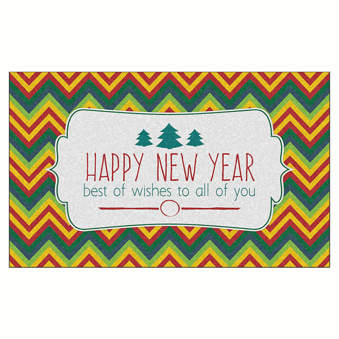 Yılbaşı Happy New Year Zigzag Tasarım Kapı Önü ve Ev İçi Paspas 45x75 cm 