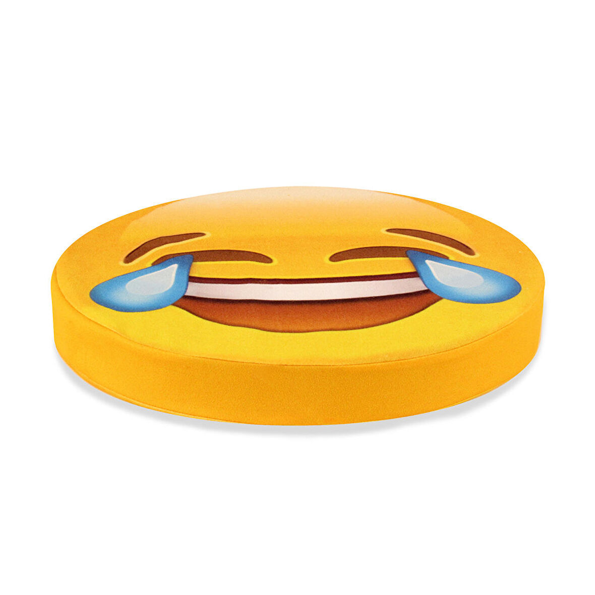 Çok Mutlu Emoji Tasarım Daire Yastık Minder Ø40