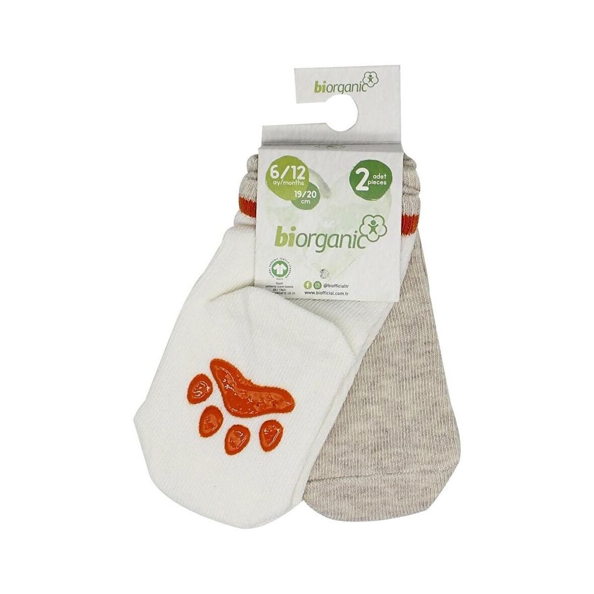 Biorganic Paw 2'li Kaymaz Bebek Çorap 68393