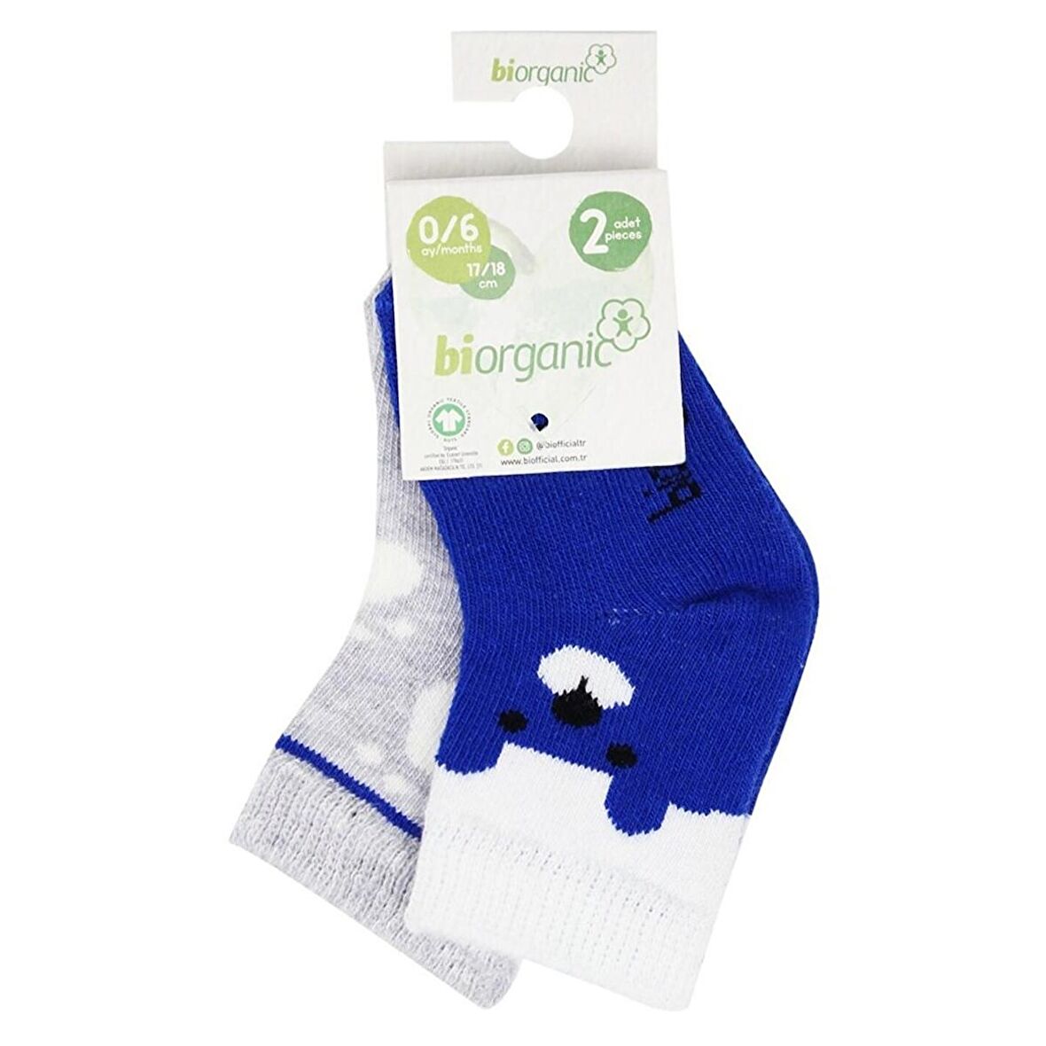 Biorganic Happy Bear 2'li Bebek Çorabı 68409