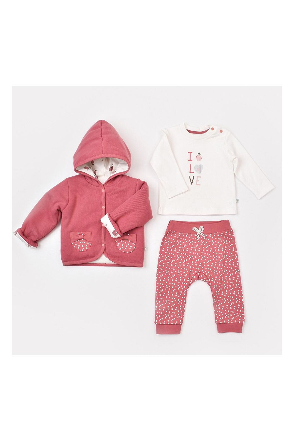 Biorganic Little Love 3'lü Takım Pembe