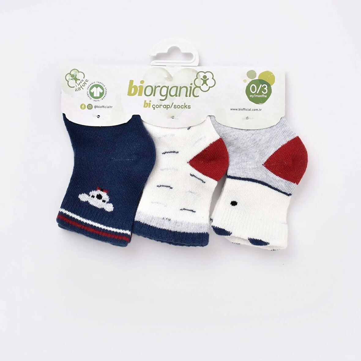 Bibaby Biorganic Papyonlu Koala Erkek 3'Lü Çorap 68447 Lacivert