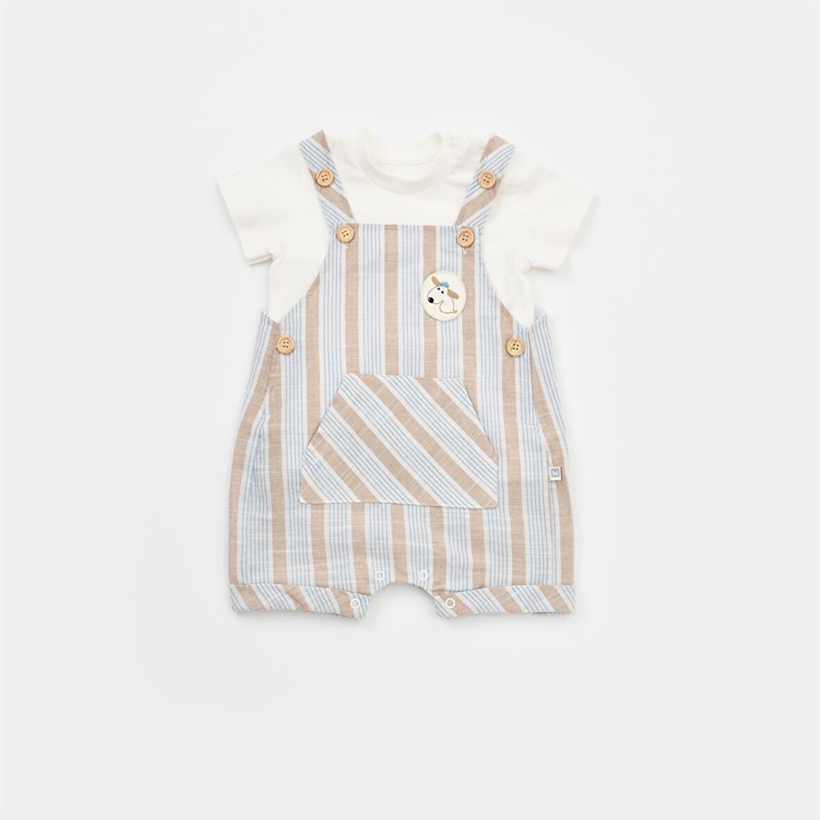 Bibaby Salopet Tulum Stripe Sytle Bej - Mavi