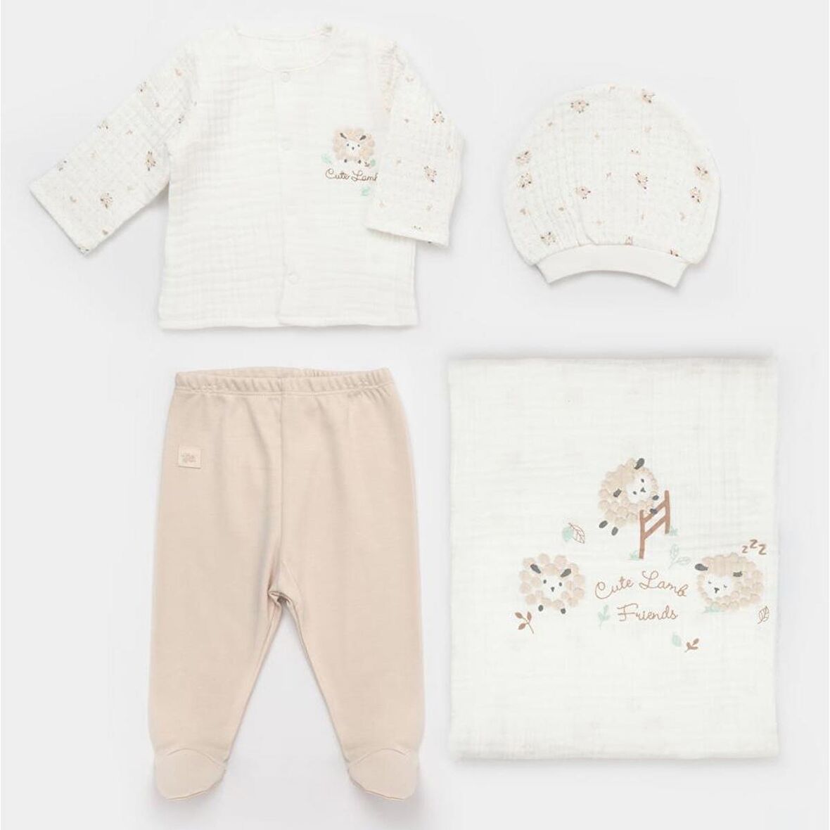 Bibaby Lamb Friends 4'lü Battaniyeli Tüllü Set 62347