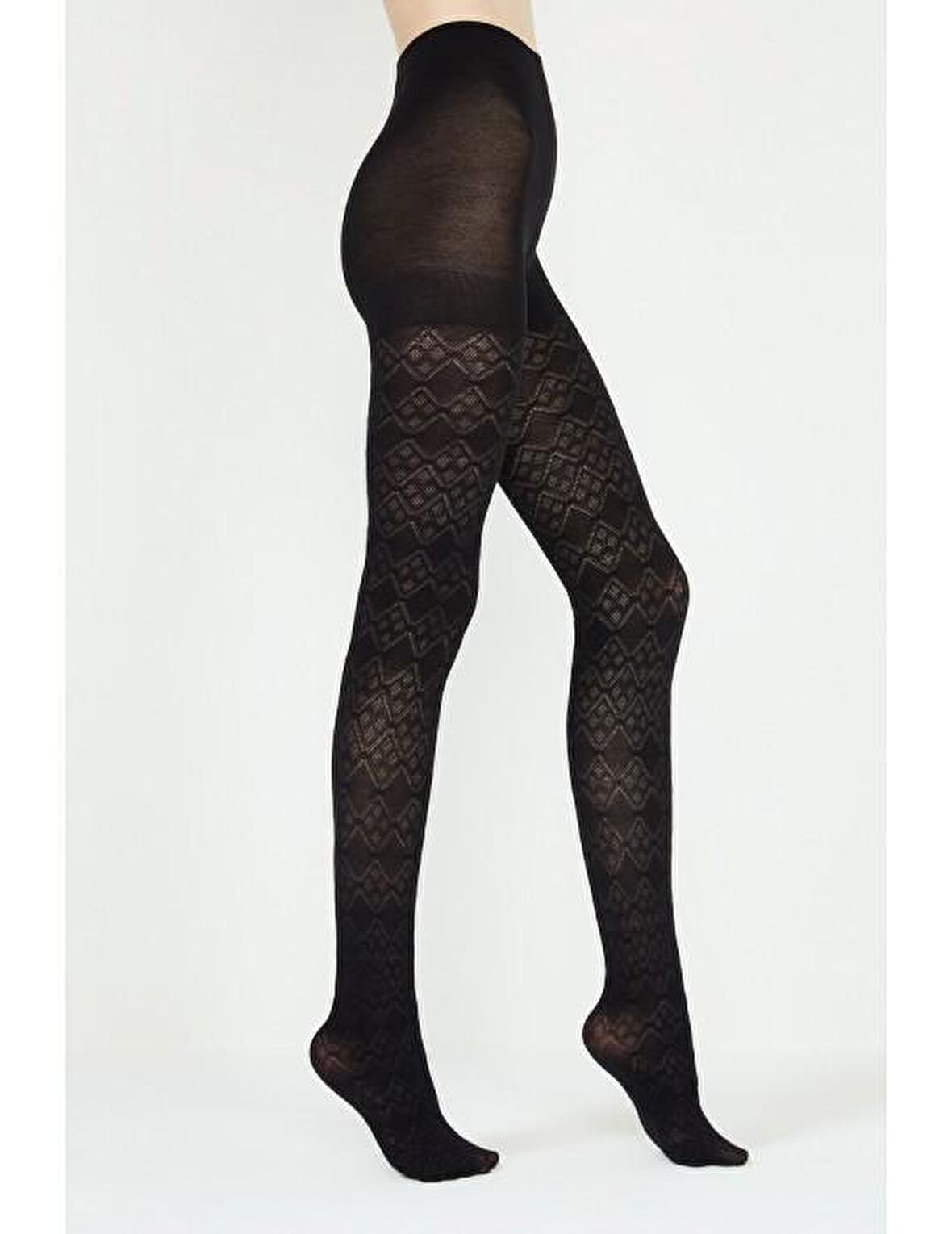 Penti Kadın Külotlu 150 Den Caroline Desenli Triko Kalın Siyah Çorap