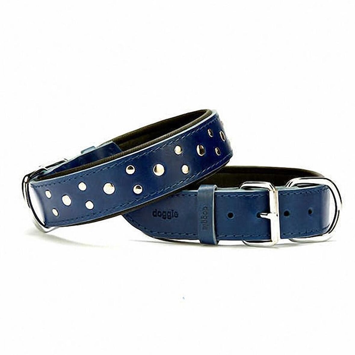 Doggie Yumuşak Dokulu Rivetli Köpek Boyun Tasması Mavi SBT-4011 L