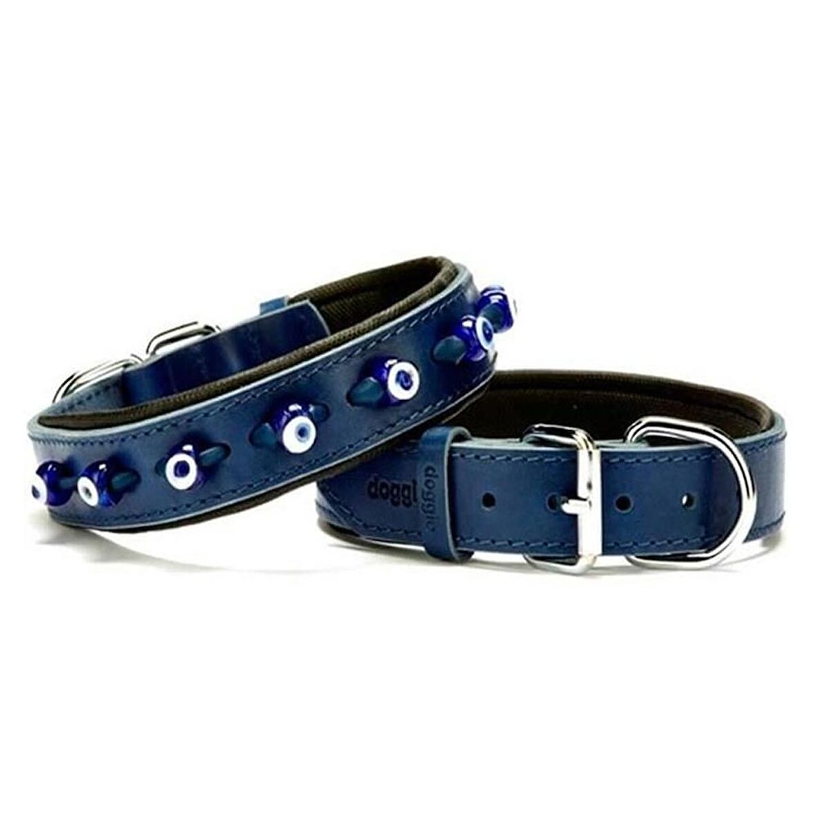 Doggie Yumuşak Dokulu Nazar Boncuklu Köpek Boyun Tasması Lacivert SBT 4023 L