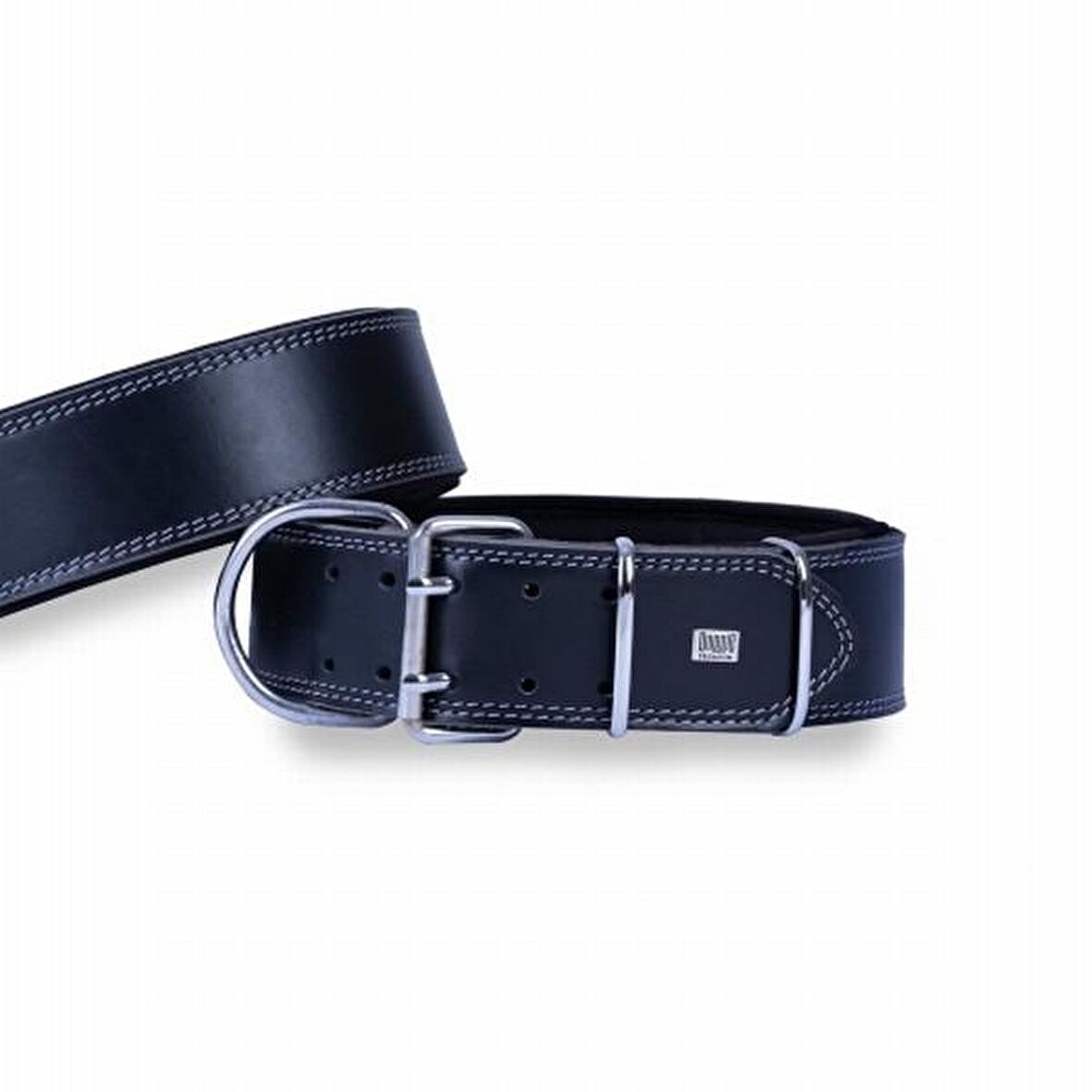Doggie Çift Kat Deri Güçlü Sade Boyun Tasma Siyah 6x65-75 Cm 