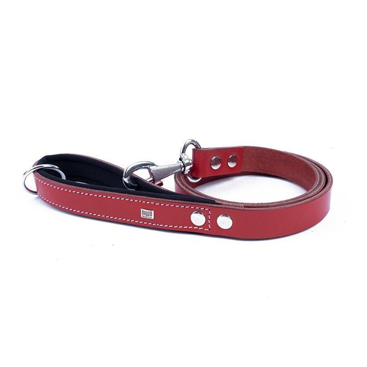 Doggie Softlu Deri Köpek Gezdirme Kayışı 2,5 cm*90 cm Kırmızı
