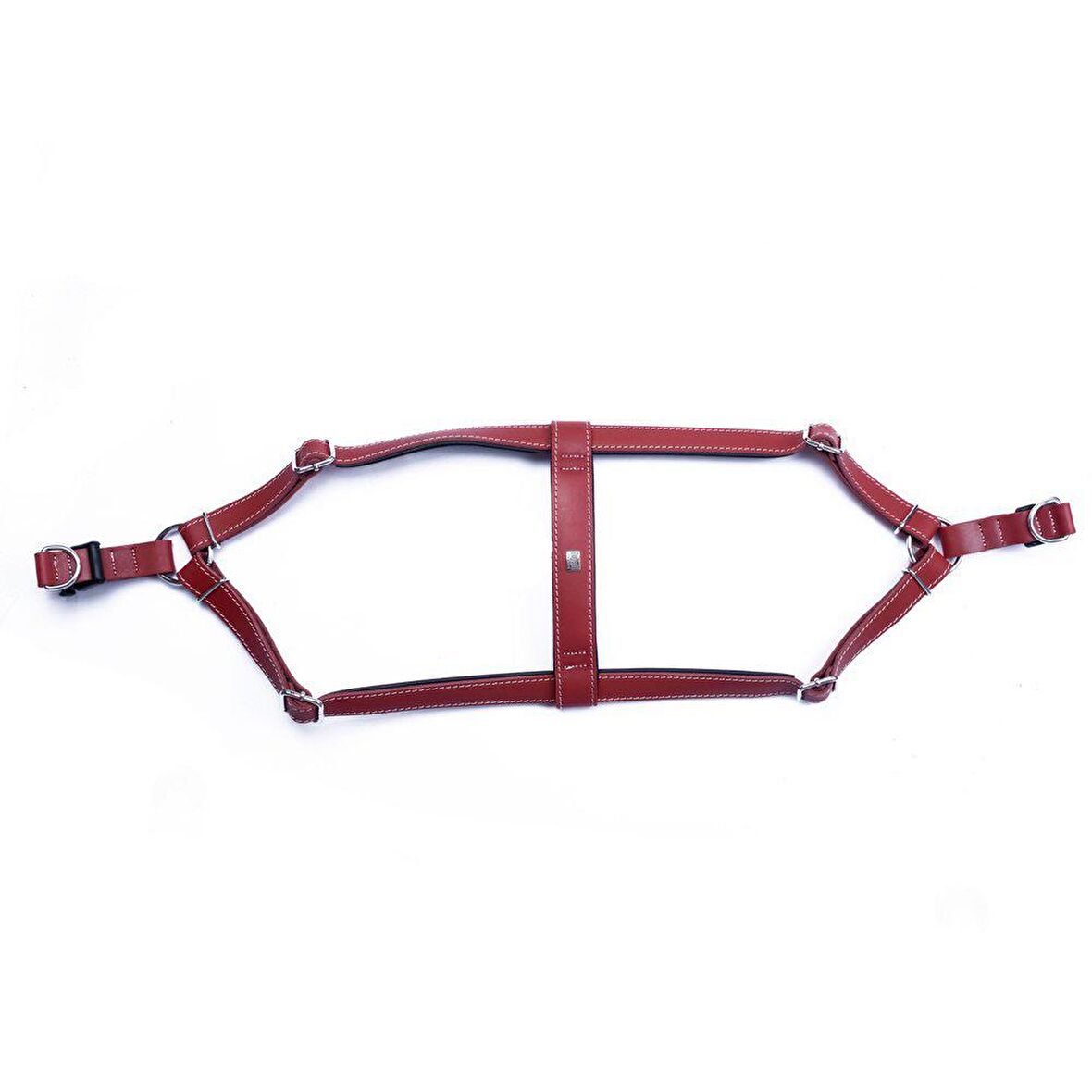 Doggie Konforlu Gerçek Deriden El Yapımı Ronin Model Köpek Göğüs Tasması M-2x45-55cm Kırmızı