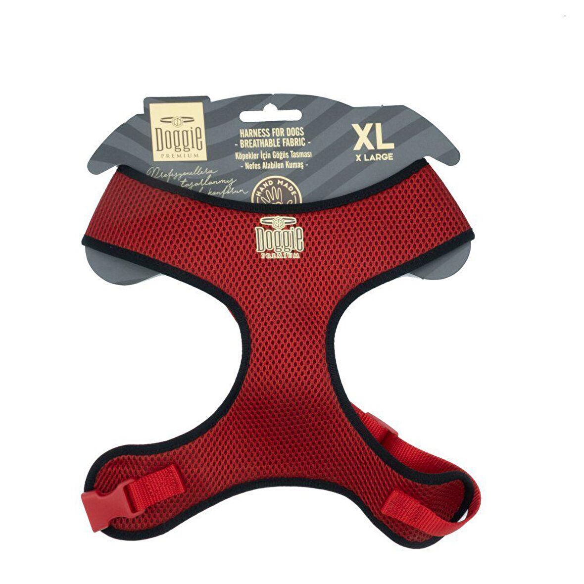 Doggie Dokuma Havalı Junıor Göğüs Tasma Kırmızı 2x50-65 Cm 