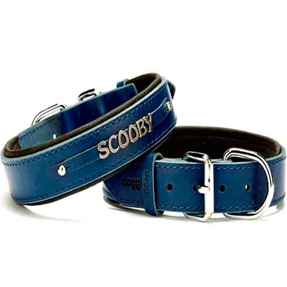 Doggie Deri İsimlikli Boyun Tasması Royal Blue SBT 3515 M