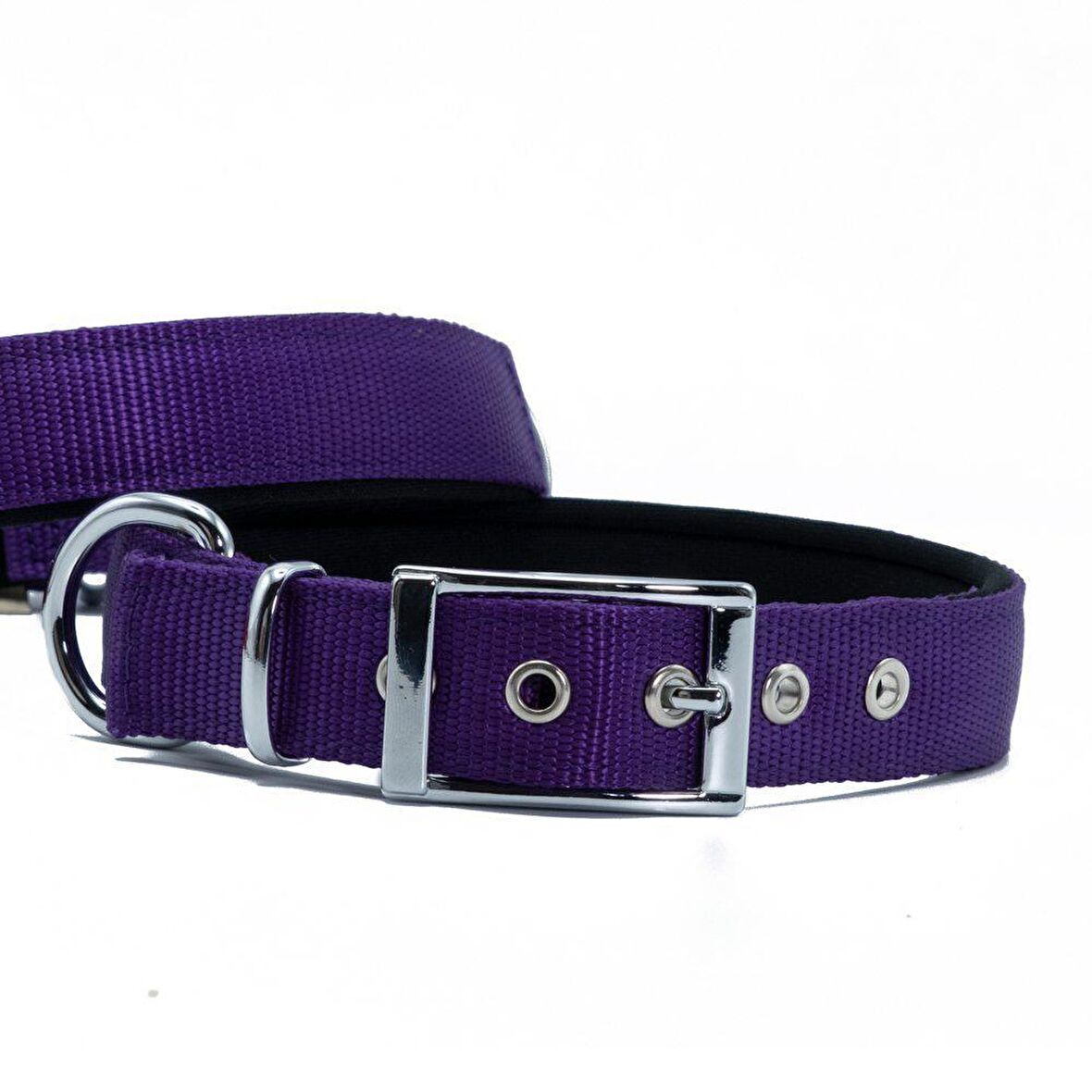 Doggie Elit Dokumadan El Yapımı Köpek Boyun Tasması 2,5x37-45cm Mor