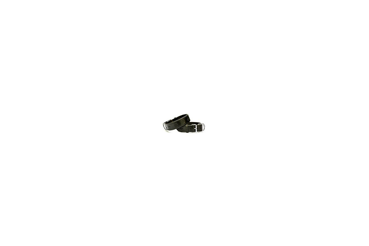 DOGGİE KONFOR DERİ PATİ DESENLİ BOYUN TASMASI SİYAH 4X47-55CM