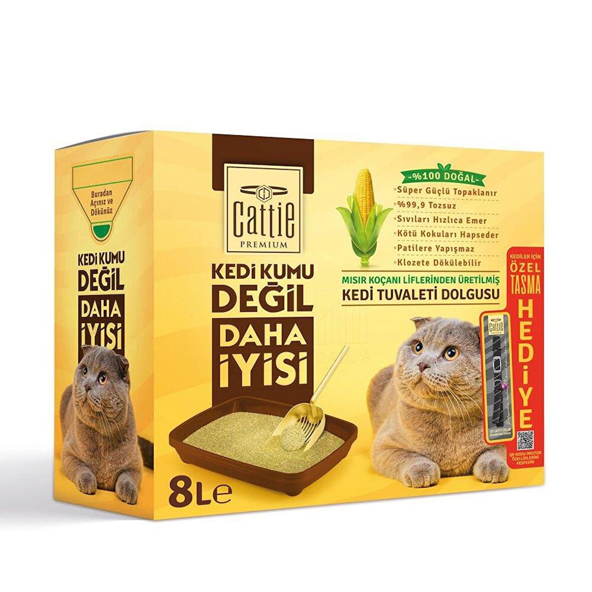 Cattie Süper Topaklanan Mısır Koçanı Kedi Tuvaleti Dolgusu 8lt