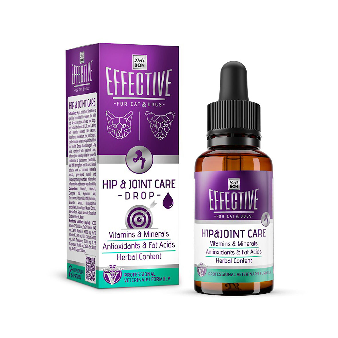 DELİBON EFFECTİVE KEDİ VE KÖPEK TAKVİYE ÜRÜNLERİ İSKELET VE EKLEM SİSTEM SAĞLIĞI 50ML