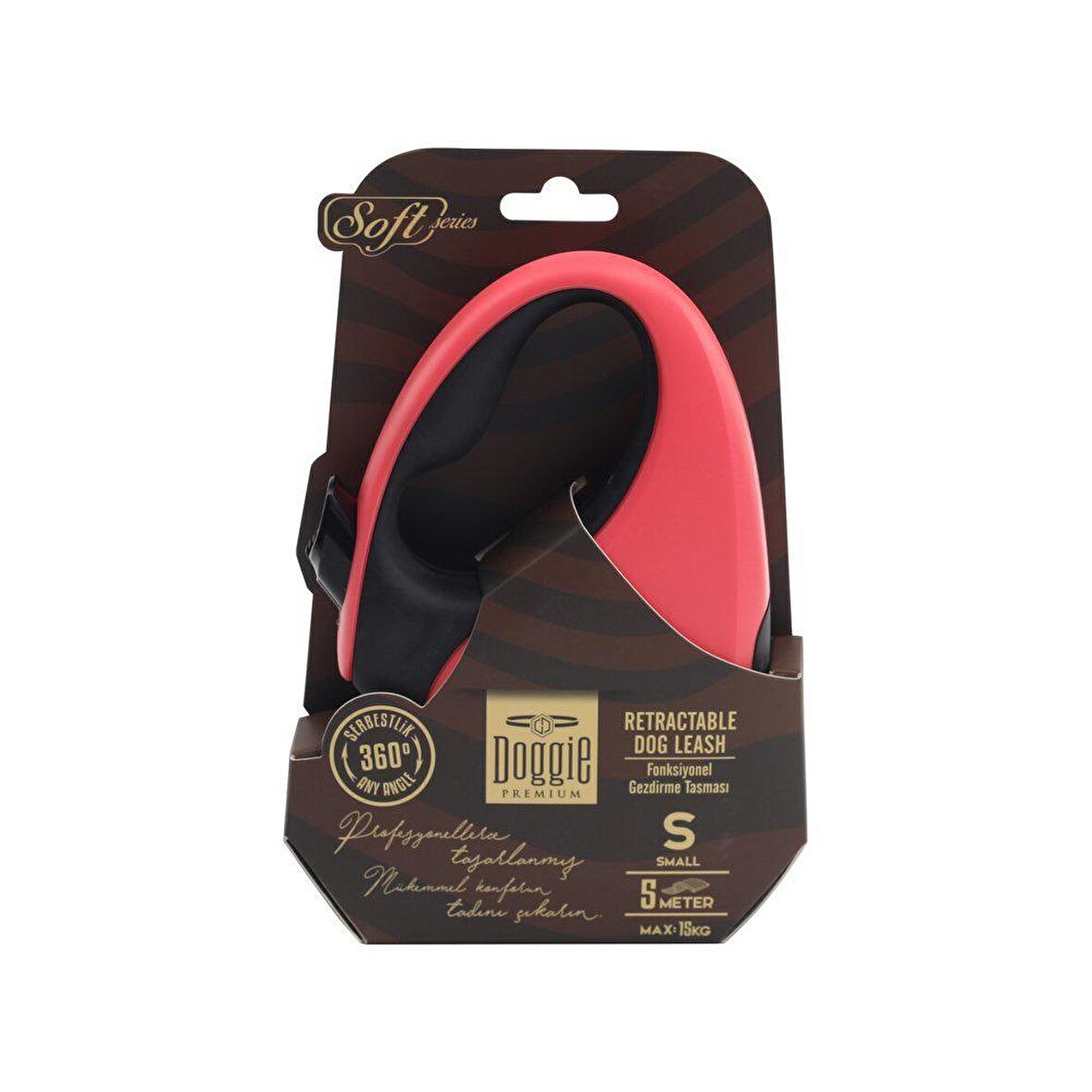 Doggie Soft Seri Otomatik Makaralı Gezdirme Tasması 15 kg / 5 M Pembe