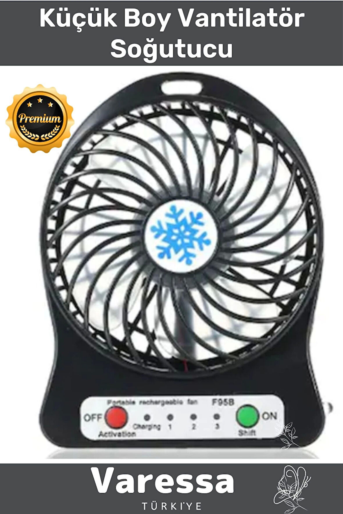 Premium Seri 3 Kademeli Sessiz Taşınabilir Mini Fan Şarjlı Pervaneli Soğutucu Küçük Vantilatör