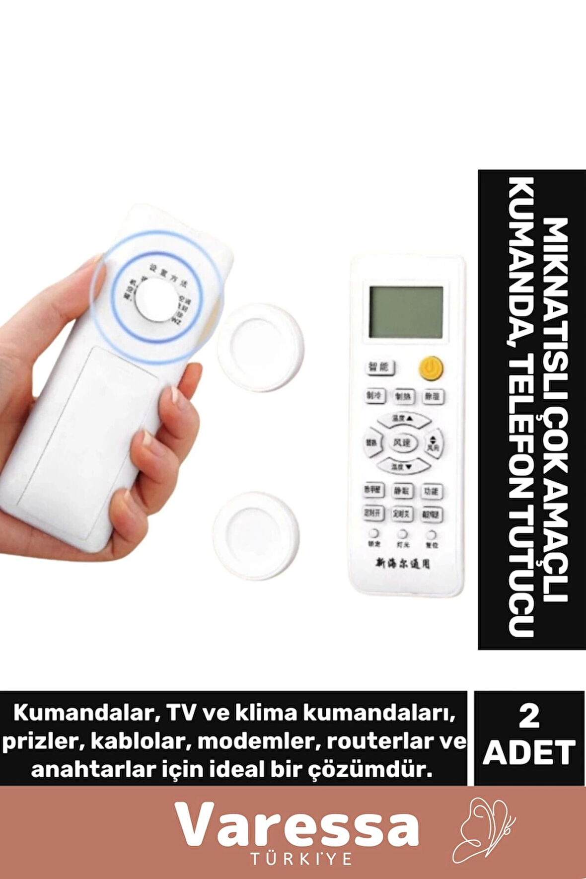 Özel Seri Pratik Yapışan Kolay Monte Duvar Sabitleme Mıknatıs Çok Amaçlı Kumanda Telefon Tutucu 2li