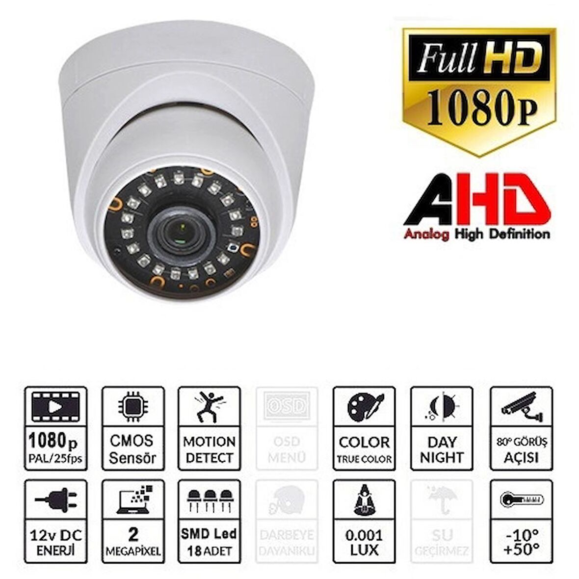 Ezcool EZ-5020HD 2 Megapiksel HD Dome Güvenlik Kamerası