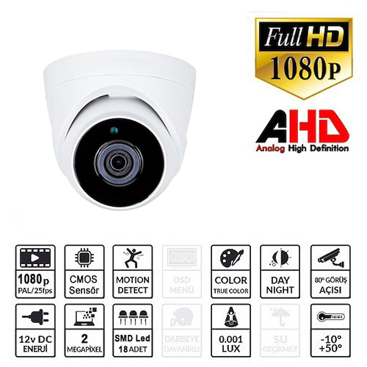 Ezcool EZ-5120HD 2 Megapiksel HD 1920x1080 Dome Güvenlik Kamerası