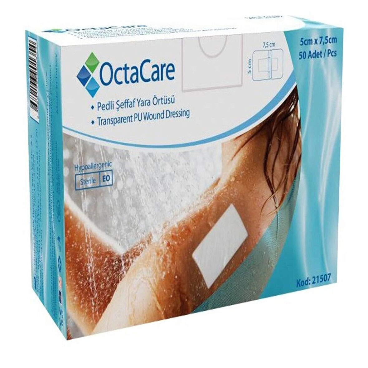 Octacare Pedli Şeffaf Pu Film Yara Örtüsü 5cmx7.5cm 50 Adet 