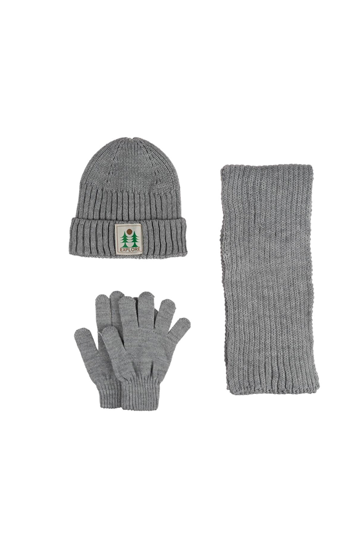 Kitti 9-15 Yaş Erkek Çocuk Atkı Bere Eldiven 3'lü Takım 24180