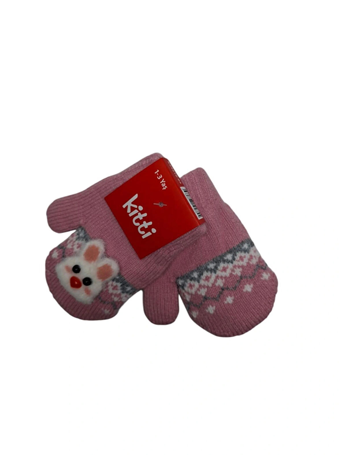 Spteks Kitti 1-3 Yaş Kız Bebe Şeker Pembe Renk Kışlık Örme Eldiven