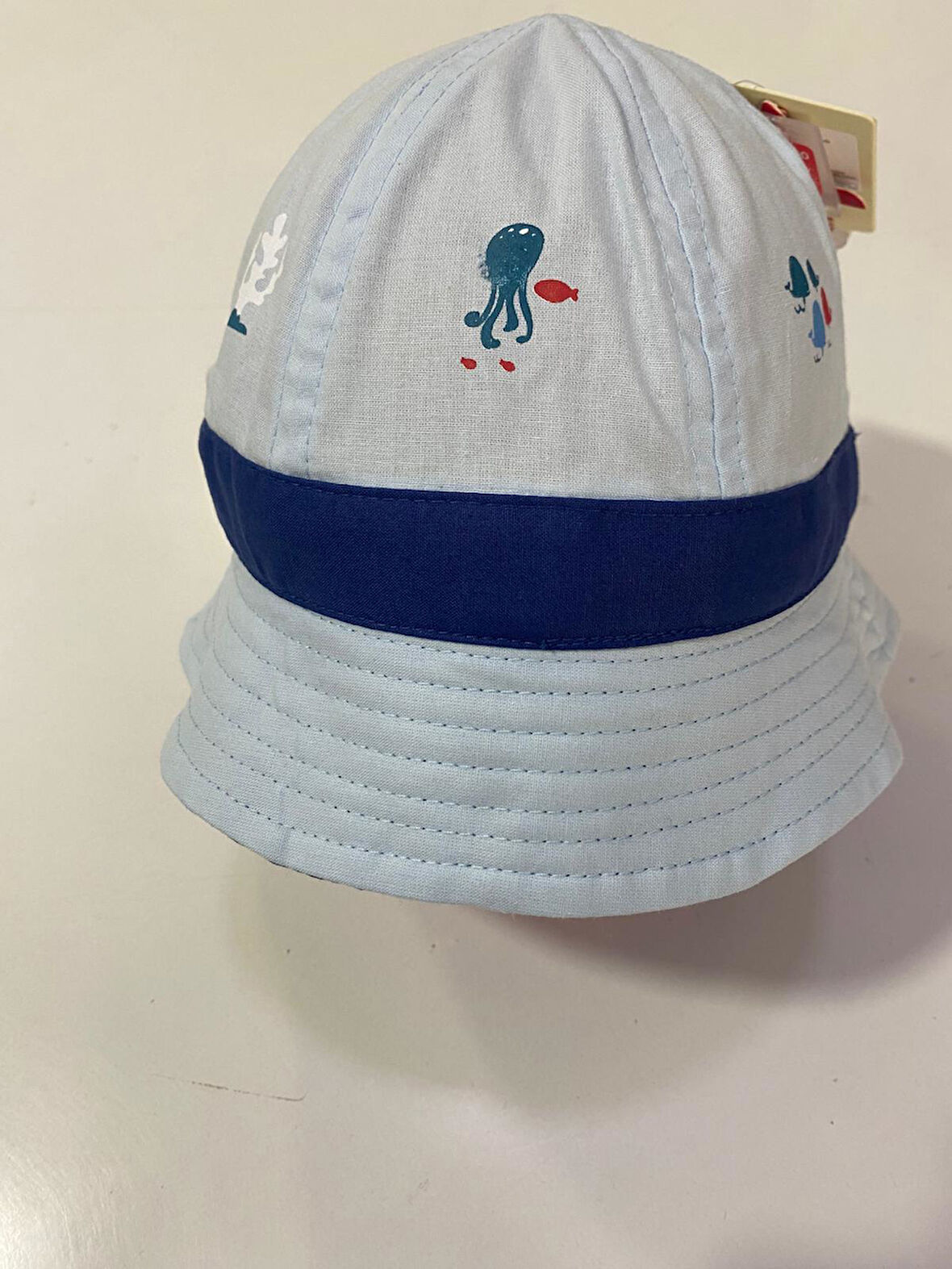 Kitti Şapka Fötr Deniz Feneri Baskılı Açık Mavi