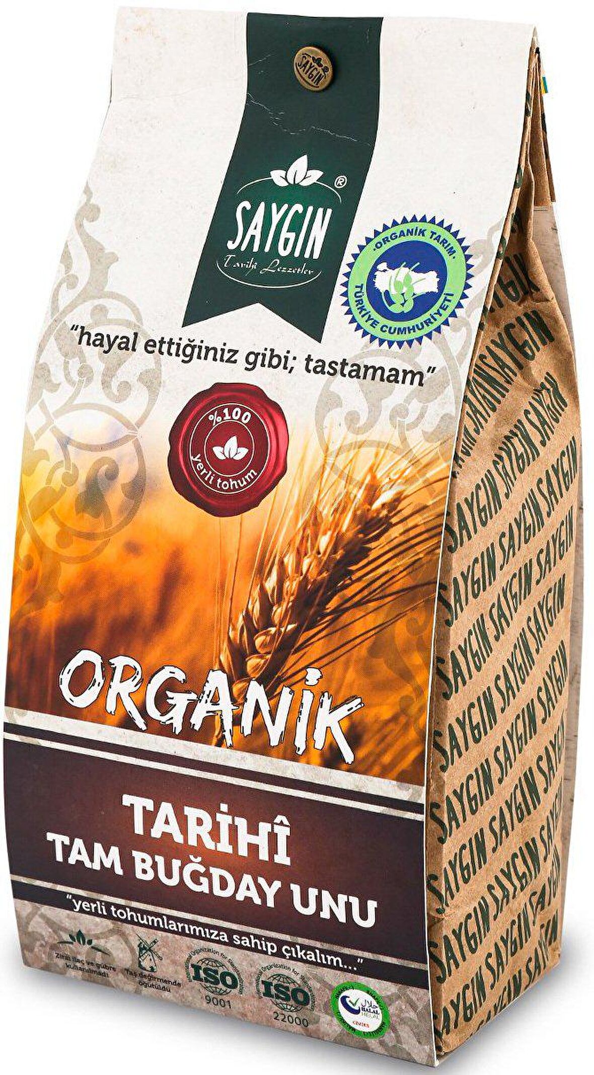 Saygın Organik Tarihi Tam Buğday Unu 750 Gr Paket