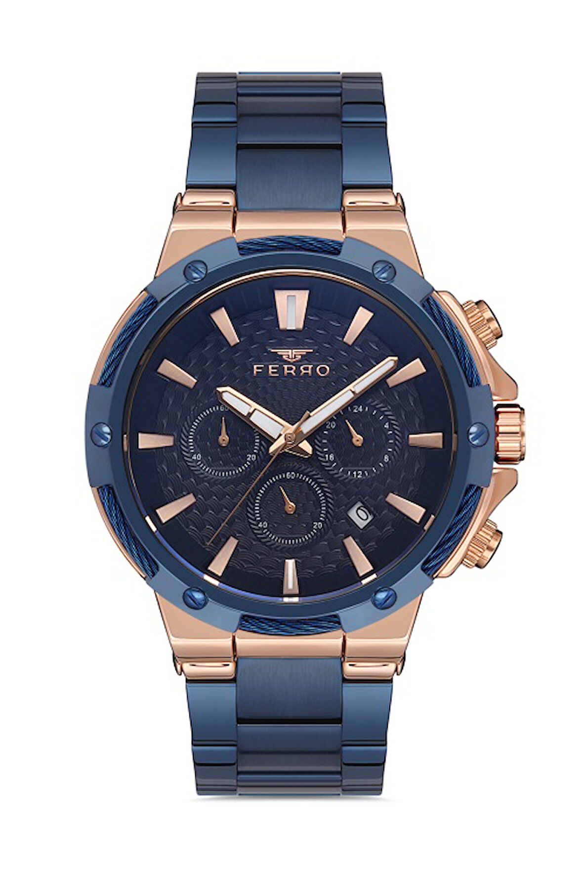 Ferro FM31168A-T Quartz Çelik Lacivert 47 mm Fonksiyonları Aktif Erkek Kol Saati