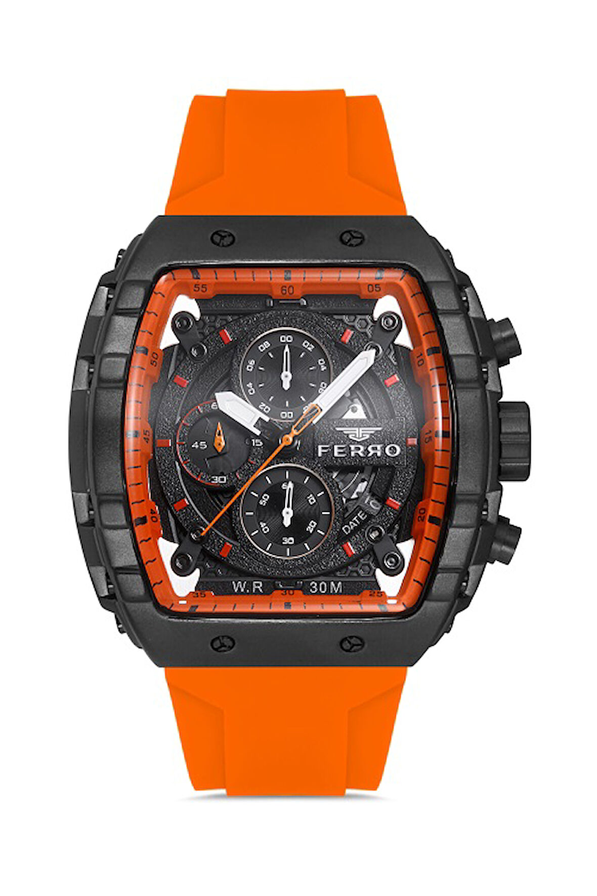 Ferro 43 mm Turuncu Silikon Kordon Erkek Kol Saati