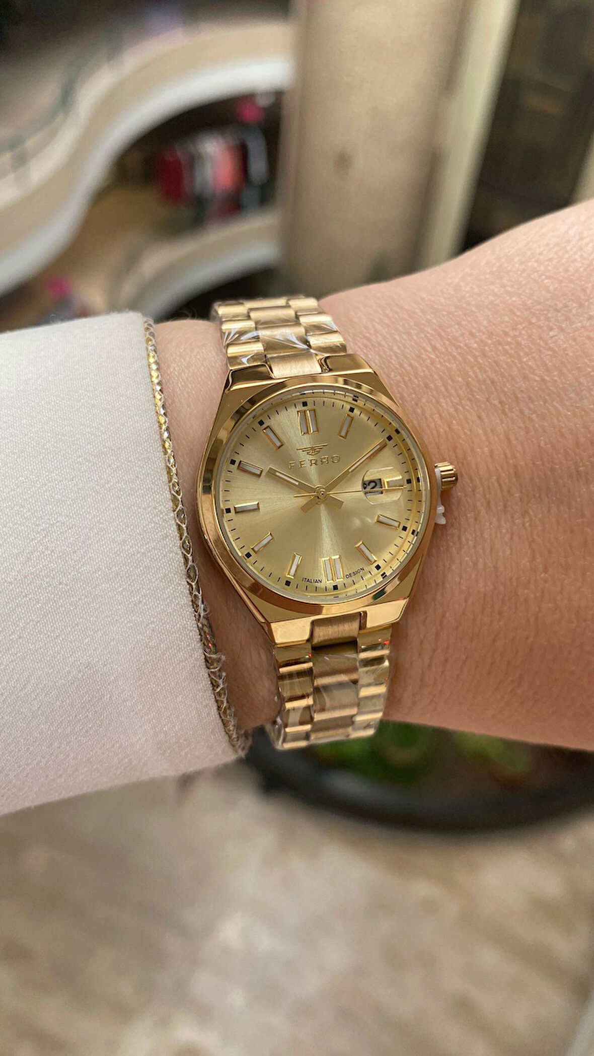 Ferro Quartz Çelik Altın Rengi 30 mm Kadın Kol Saati