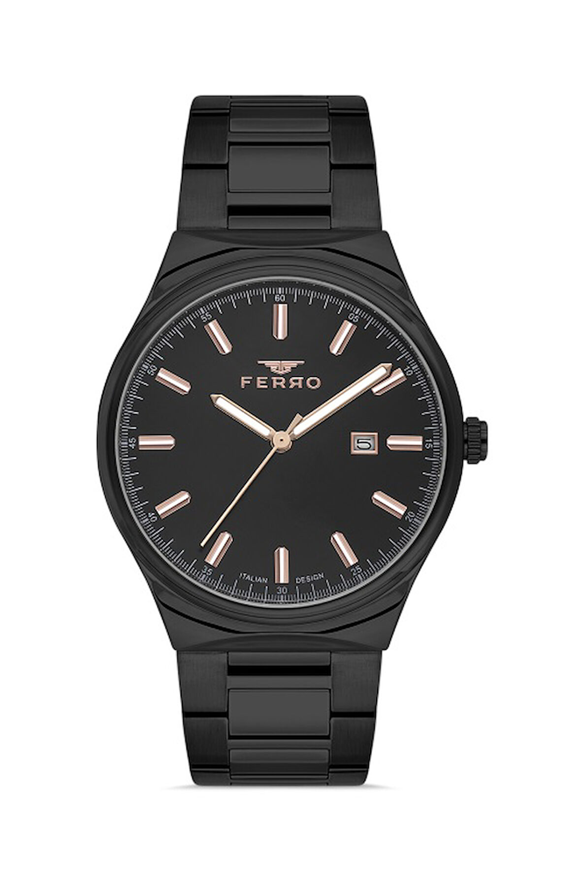 Ferro Quartz Çelik Siyah 43 mm Erkek Kol Saati