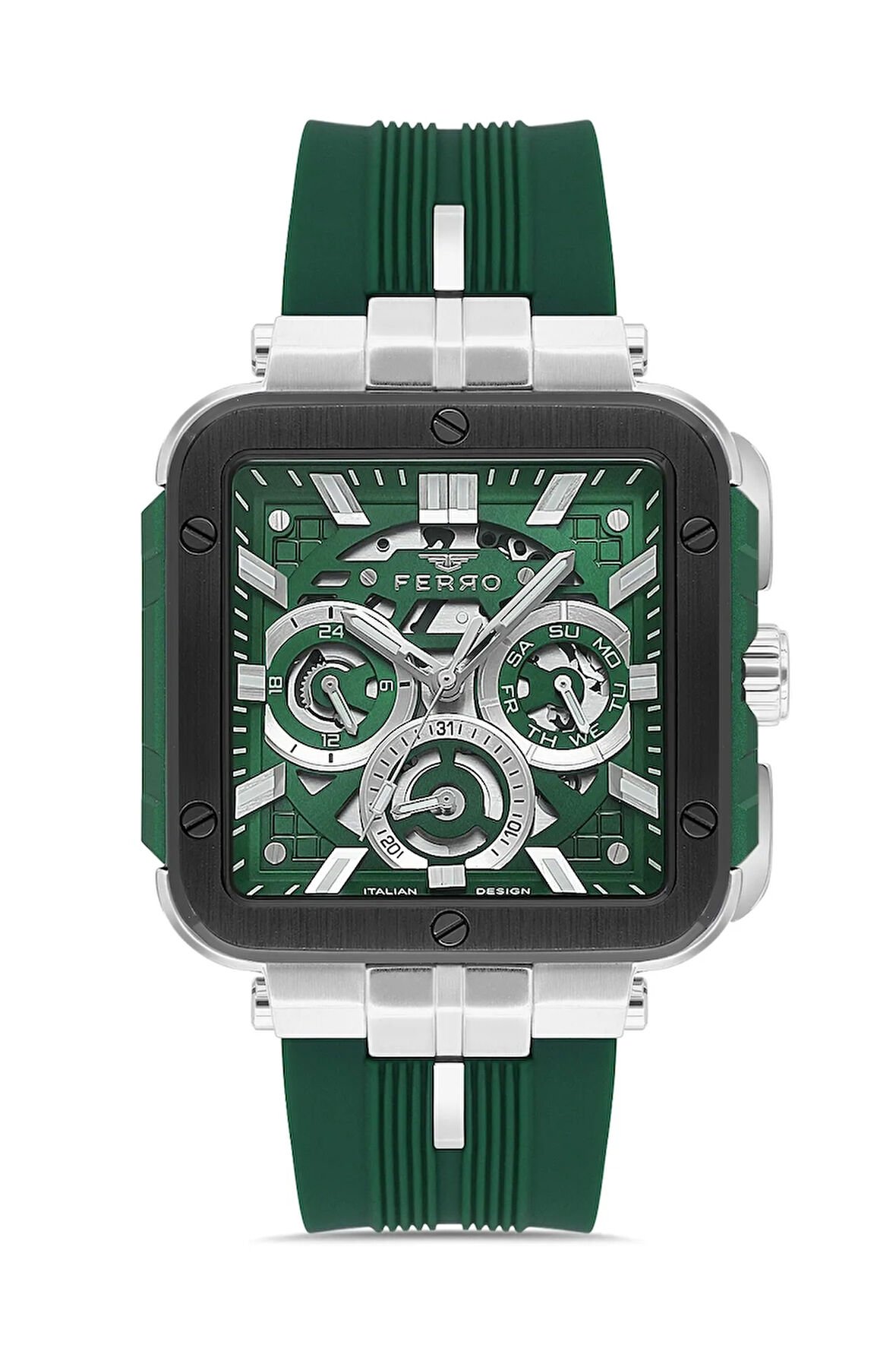 Yeşil Silikon Kordon Erkek Kol Saati FM11572DWT-J6