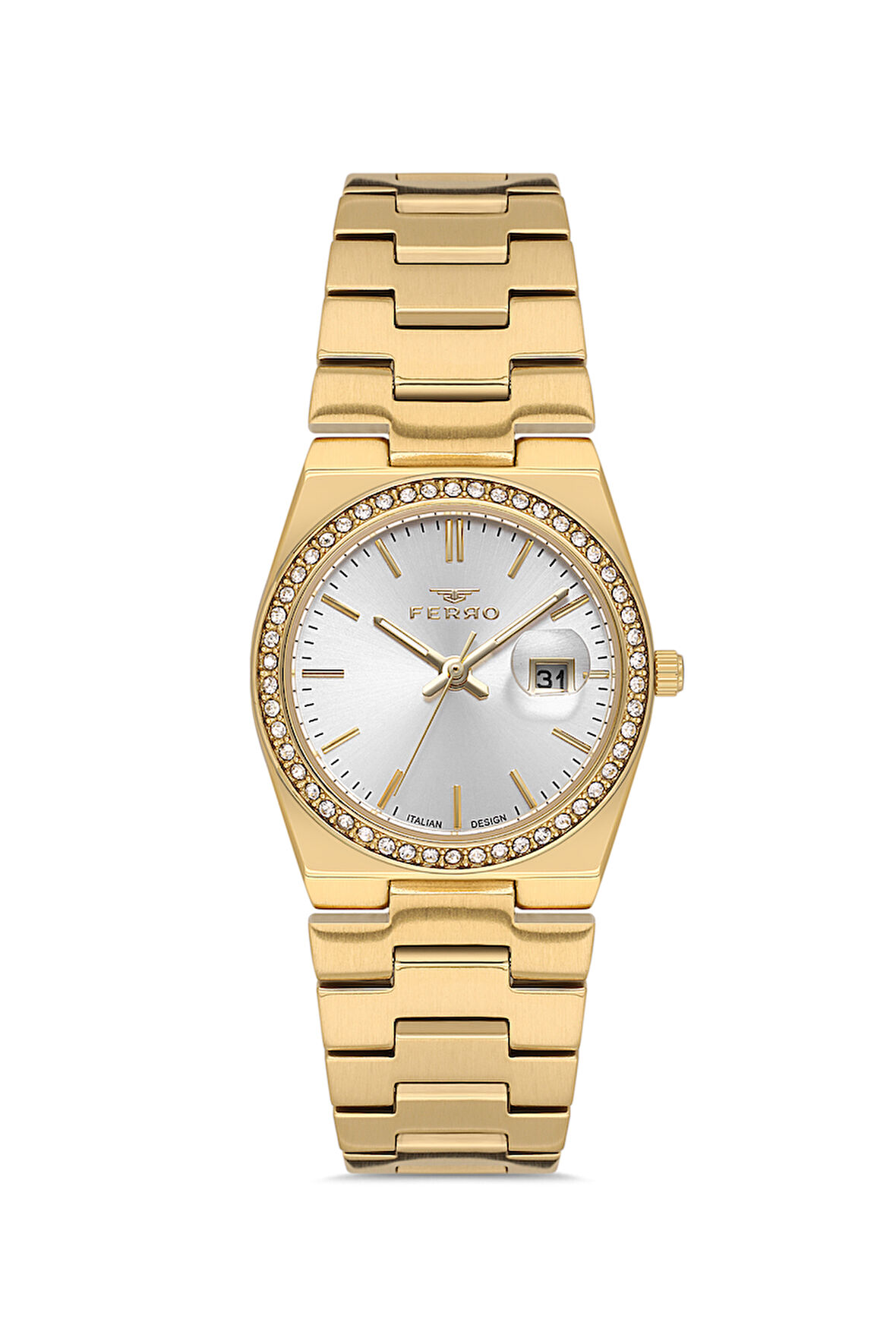 Ferro FL21596AWT-B Quartz Çelik Altın Rengi 30 mm Kadın Kol Saati