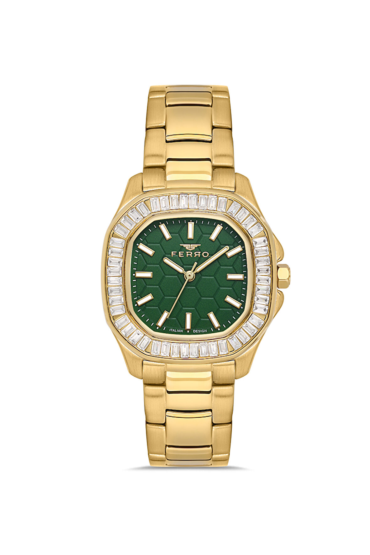 Ferro FL43008A-B6 Quartz Çelik Altın Rengi Yeşil Kadran 31 mm Kadın Kol Saati