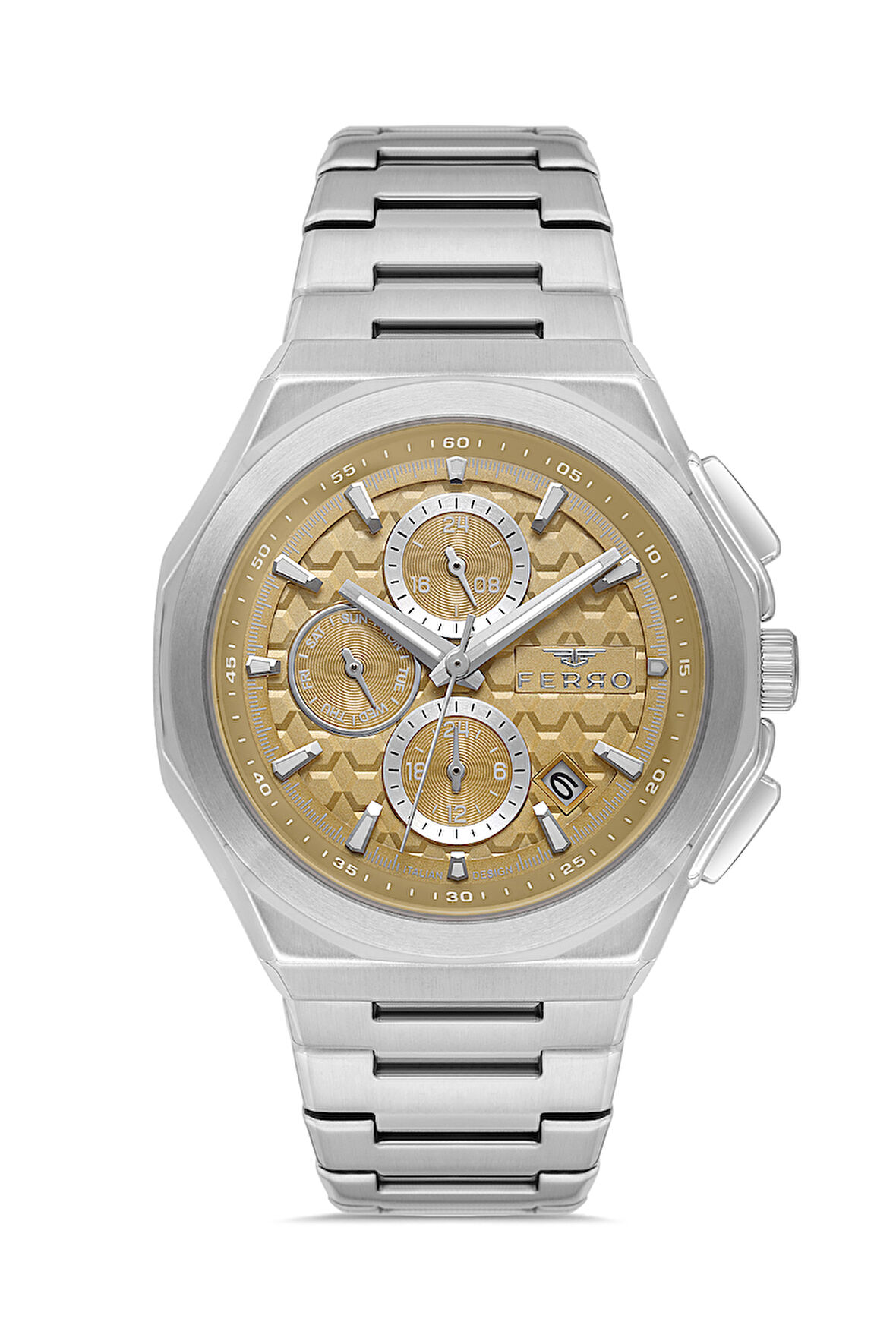 Ferro FM43024A-A7 Quartz Çelik Kahve Kadran 43 mm Erkek Ko Saati