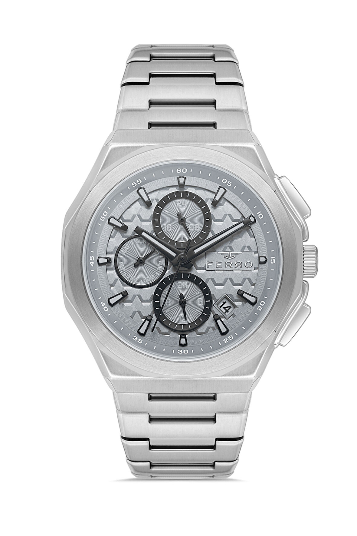 Ferro FM43024A-A4 Quartz Çelik Gri 43 mm Tüm Fonksiyonlar Aktif Erkek Kol Saati