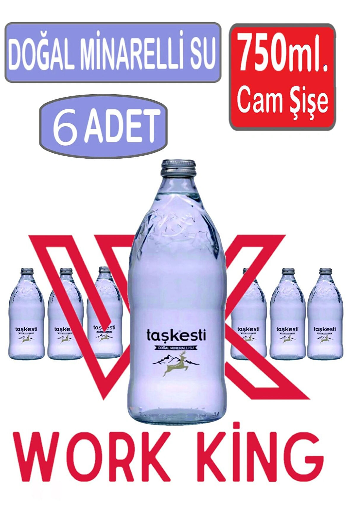 750ml. Cam Şişe Su Taşkesti